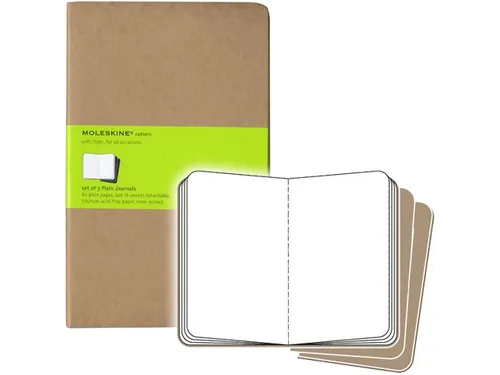 Schrift Moleskine 130x210mm blanco 160 pagina's 70gr kraft set à 3 st