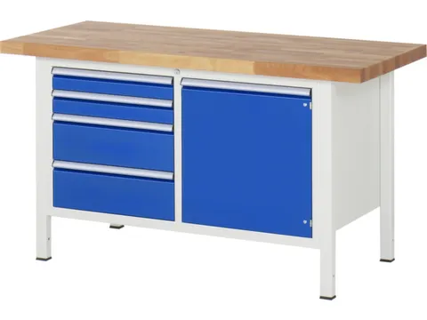 werkbank,HxBxD 840-1040x1500x700mm,beukblad,draagverm. 1250kg,4voeten