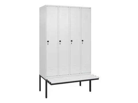 locker met bank,HxBxD 2120x1200x815mm,4vak,vak B 300mm,draaigrendel
