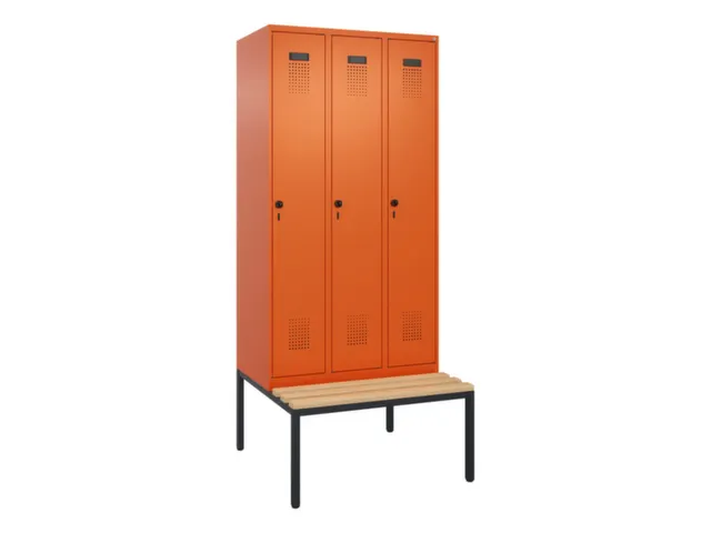 locker met bank,voor scheiding van kleding,HxBxD 2120x900x815mm,3vak
