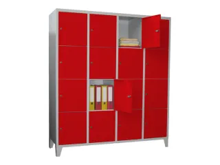 lockerkast,HxBxD 1850x1600x500mm,4x4vakken,RAL7035,front RAL3000 - 2