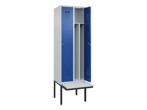 locker met bank,voor scheiding van kleding,HxBxD 2120x600x815mm,2vak
