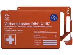 bedrijfsverbandkist,DIN 13157,kunststof oranje,m. wandhouder