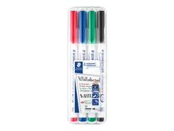 Viltstift Staedtler 301 whiteboard pen rond 1mm 4 stuks assorti