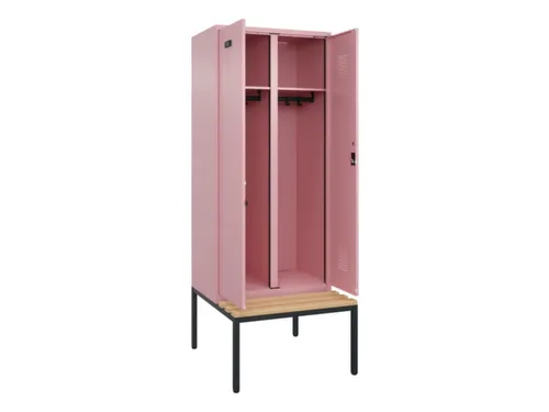 locker met bank,voor scheiding van kleding,HxBxD 2120x800x815mm,2vak