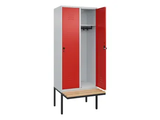 locker met bank,HxBxD 2120x800x815mm,2vak,vak B 400mm,draaigrendel - 2