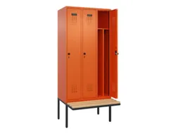 locker met bank,voor scheiding van kleding,HxBxD 2120x900x815mm,3vak