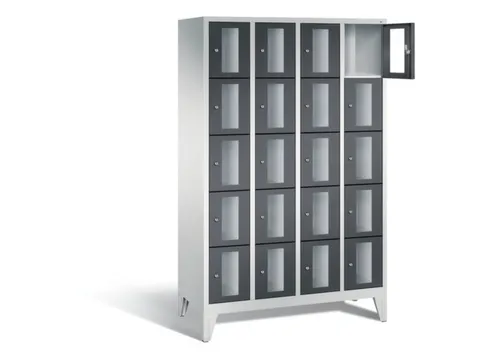 Lockerkast 1850x1190x500mm 4x5 vakken Cilinderslot Poten, RAL7021