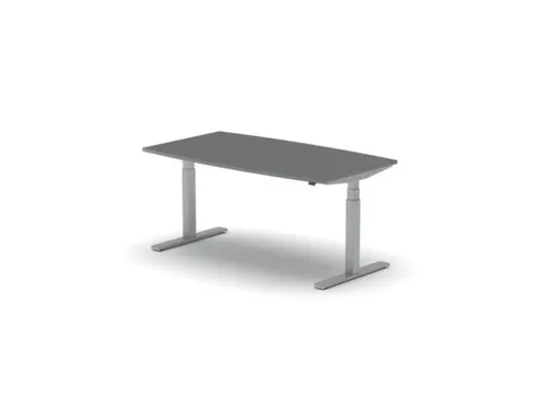 Elektrisch ihv Vergadertafel Vatvorm 1600x800mm Alu+donkergrijs Blad