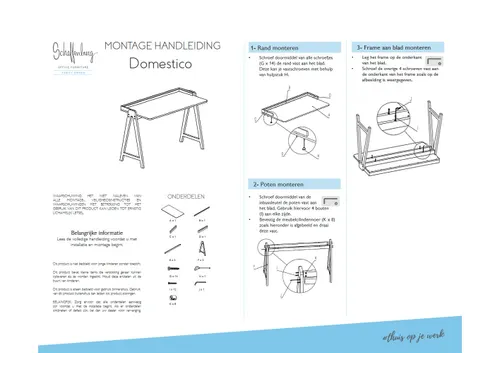 Domestico Thuiswerk Bureau 120x60cm Zwart Eik