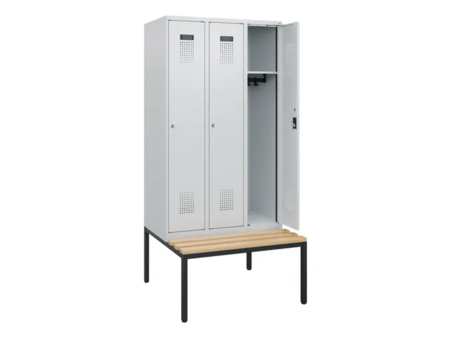locker met bank,HxBxD 1950x900x815mm,3vak,vak B 300mm,cilinderslot