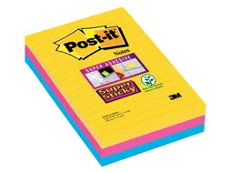 Memoblok 3M Post-it 4690 Super Sticky 101x152mm lijn Rio Assorti