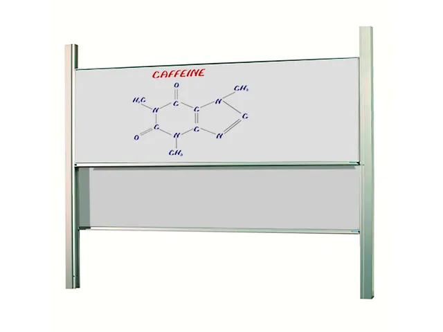 Schoolbord Dubbelvlaksbord 120x400cm Verstelbaar Kolom Wit Emaille