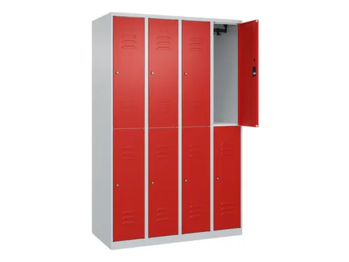 dubbeldekse locker,HxBxD 1850x1200x500mm,4x2vak.,vak B 300mm,cil.-slot