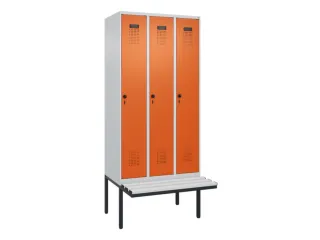 locker met bank,voor scheiding van kleding,HxBxD 2120x900x815mm,3vak - 2