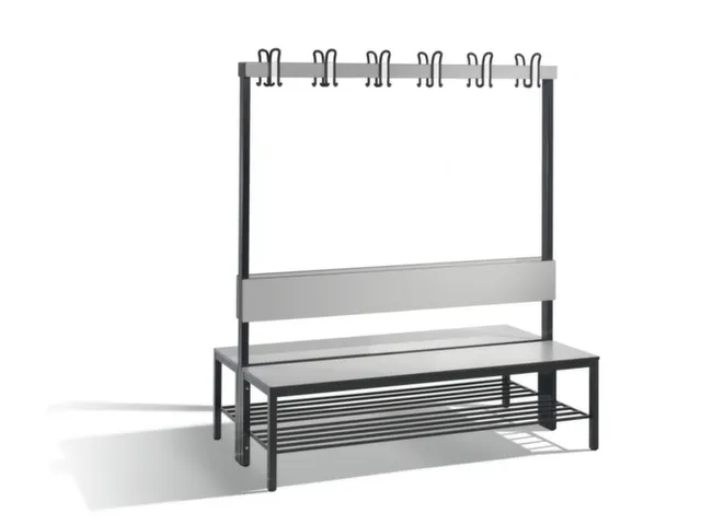 omkleedbank,HxLxD 1710x1500x760mm,HPL zilvergrijs,frame staal RAL7021