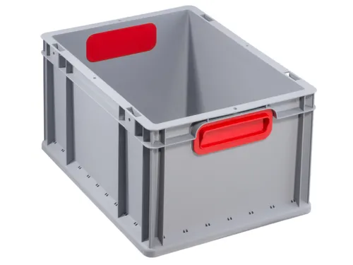 Euronorm-Stapelbak 400x300mm 220mm H Pp Wand/Bodem Gesloten Grijs/Rood