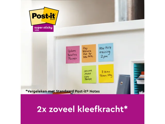 Memoblok Post-it 655 Super Sticky 76x127mm neon geel 12 stuks