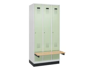 locker met bank,HxBxD 1950x900x815mm,3vak,vak B 300mm,cilinderslot - 2