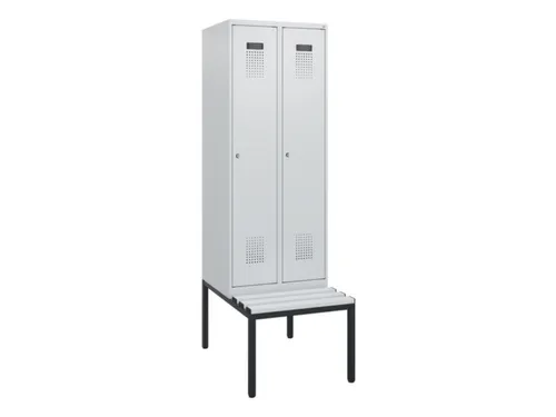 locker met bank,HxBxD 1950x600x815mm,2vak,vak B 300mm,cilinderslot