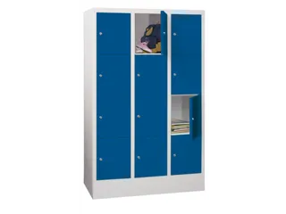 lockerkast,HxBxD 1518x900x500mm,3x4vakken,RAL7035,front RAL5012 - 1