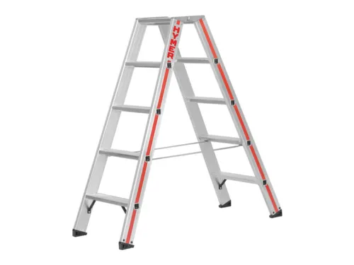 trapladder,beide zijden,2x5treden,Stand H 0,69m,balk L 1,3m,aluminium
