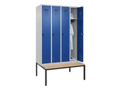 locker met bank,HxBxD 2120x1200x815mm,4vak,vak B 300mm,draaigrendel