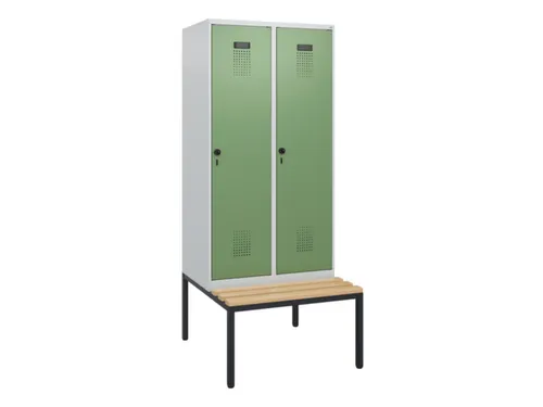 locker met bank,HxBxD 1950x800x815mm,2vak,vak B 400mm,draaigrendel