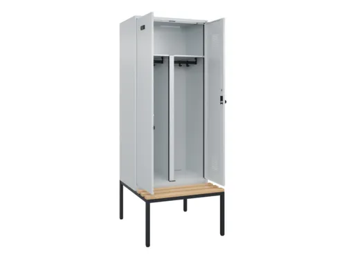 PBM-locker met bank,HxBxD 2120x800x815mm,2vak,vak B 400mm,draaigrendel