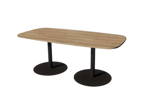 Linesto vergadertafel 200x100 deens ovaal honey castello 25mm zwart