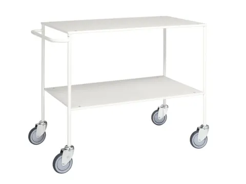 tafelwagen,draagverm. 150kg,2xstaalplaat,staaletage,wit,TPE-banden