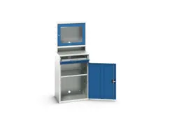 pc-kast monitorvak 1650x650x550mm toetsenbordblad RAL7035+RAL5010