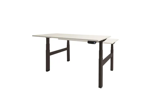 Elektrisch Duo Bureau Dextro Plus 200x80cm Frame Zwart Blad Krijtwit