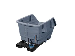 PE-kiepbak,HxLxB 625x1420x920mm,0,3m³,draagverm. 150kg,grijs,vorkkoke - 1
