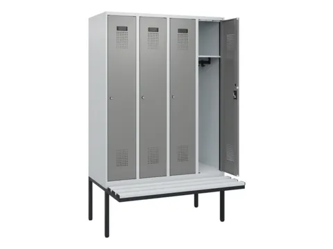 locker met bank,HxBxD 1950x1200x815mm,4vak,vak B 300mm,cilinderslot