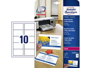 Visitekaart Avery C32016-25 85x54mm zijdeglans mat 220gr 250 stuks - 1