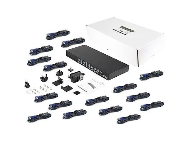 16-poort 1U-Rack USB KVM-switch met OSD en Bekabeling