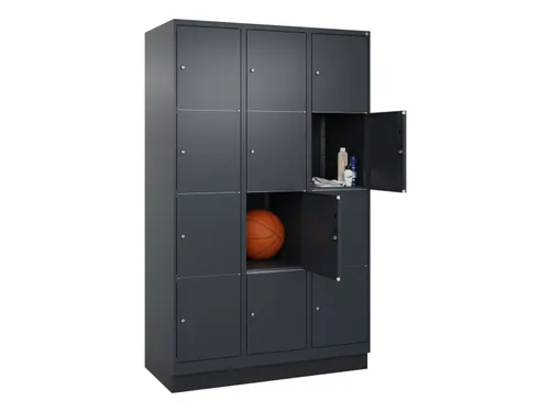 lockerkast,HxBxD 1950x1200x500mm,3x4vakken,vak B 400mm,cil.-slot
