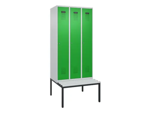 locker met bank,voor scheiding van kleding,HxBxD 2120x900x815mm,3vak