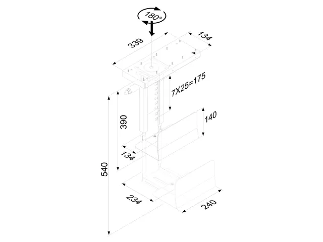 Pc Houder H39-54Cm B134-234Mm Ro