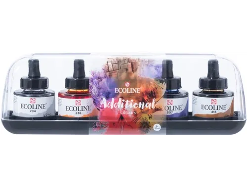 Inkt Talens Ecoline met pipet additional set à 5 ass