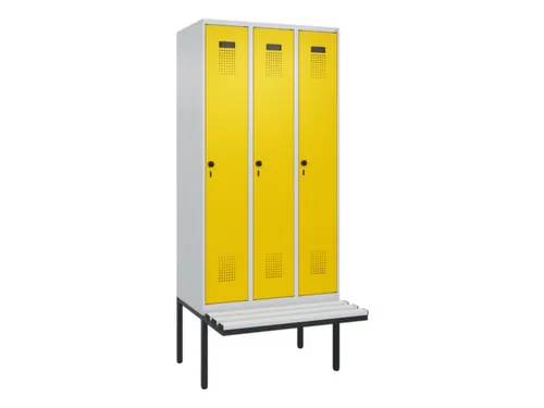 locker met bank,voor scheiding van kleding,HxBxD 2120x900x815mm,3vak