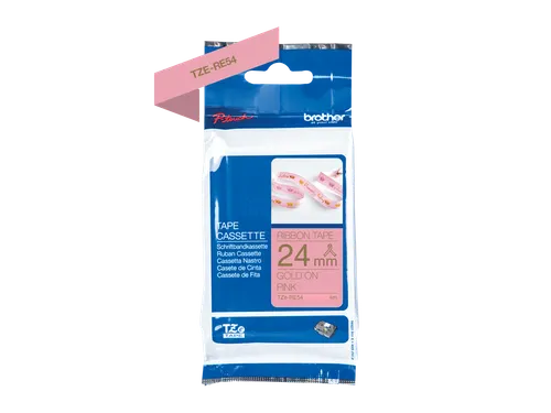 Brother TZe-RE54 stoflint goud op roze - breedte 24 mm, lengte 4 meter