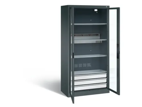 acculaadkast 1950x930x500mm 5stekkerdozen 230V cil.-slot front RAL7016