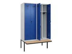 locker met bank,voor scheiding van kleding,HxBxD 2120x1200x815mm,4vak