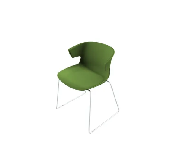 Bezoekersstoel Kunststof Kuip Groen Sledepoten Aluminium