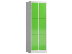 Lockerkast 1800x590x500mm 2x3 vakken cilinderslot, sokkel, RAL6018