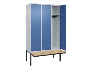 locker met bank,HxBxD 2120x1200x815mm,3vak,vak B 400mm,cil.-slot - 2