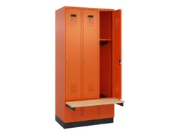 locker met bank,HxBxD 1950x900x815mm,3vak,vak B 300mm,cilinderslot