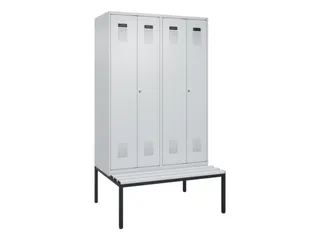 PBM-locker met bank,HxBxD 2120x1200x815mm,4vak,vak B 300mm - 2